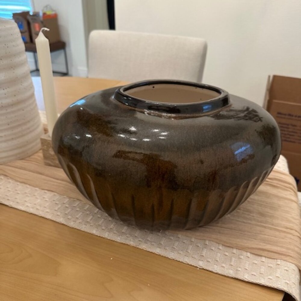 Evans Design Group Large Vase Brown Speckled Finish